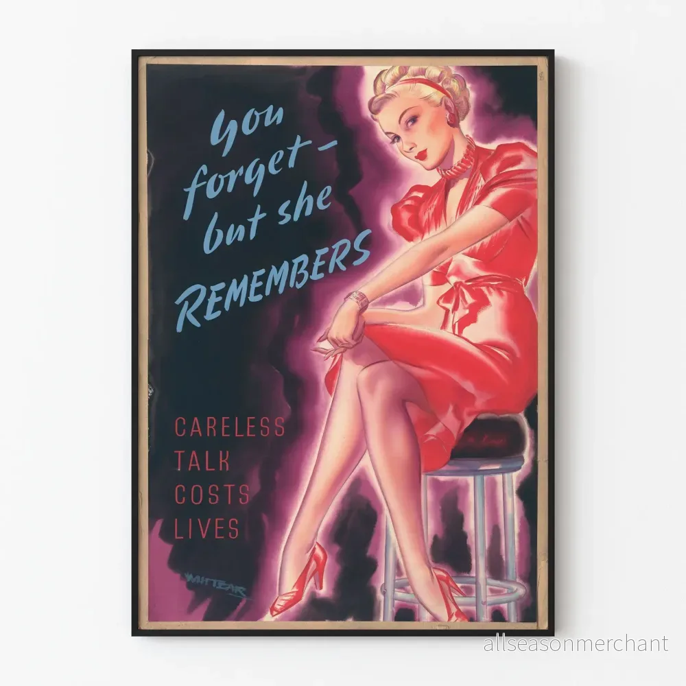 Vintage poster You Forget But She Remembers - Retro väggdekoration