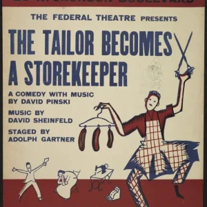 Vintage teaterposter The Tailor Becomes a Storekeeper på jiddisch Vintage teaterposter The Tailor Becomes a Storekeeper på jiddisch