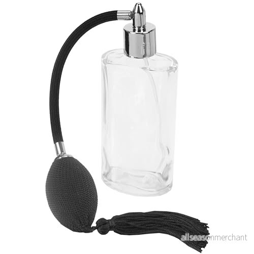 Fantasia glasstädare med bollpump, påfyllningsbar för 100 ml, parfymstädare hemma och på resan, oval, silver/svart 4014491914360