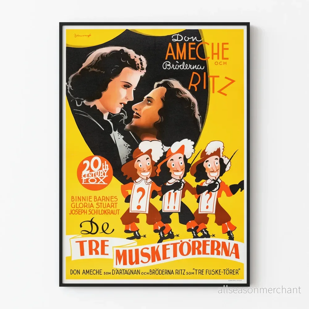 Vintageposter av De Tre Musketörerna Väggdekoration Nyckel