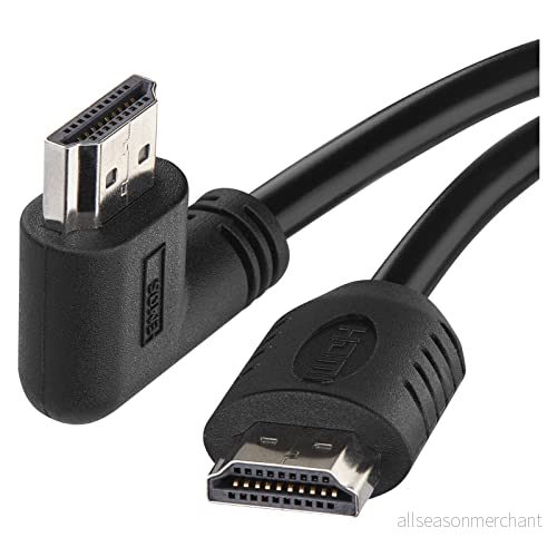 EMOS High Speed HDMI 2.0 kabel med Ethernet 5 m, 18 Gbit/s höghastighetskabel Ultra HD, 4K, 3D, ARC stöd, 90 vinkelkontakt till A kontakt svart 8592920107942