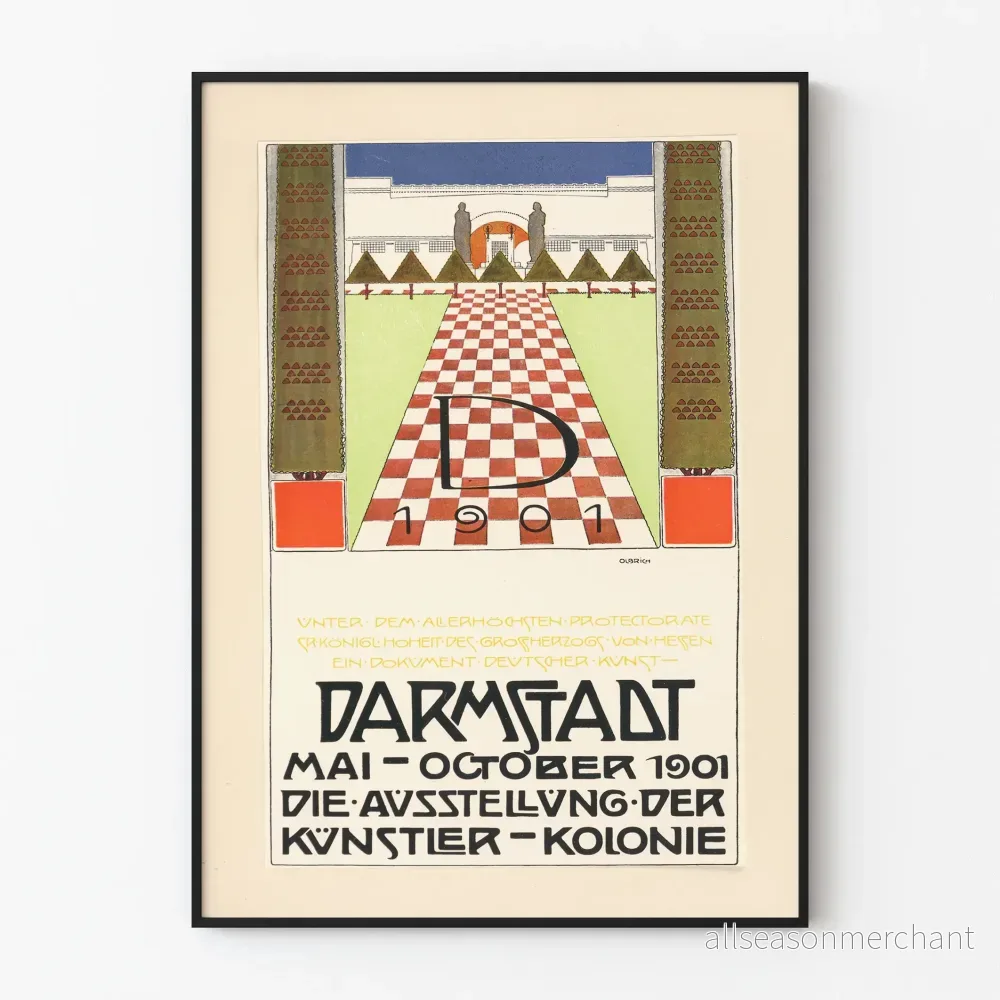 Utställningsposter för konst Darmstadt 1901 vintage väggdekoration