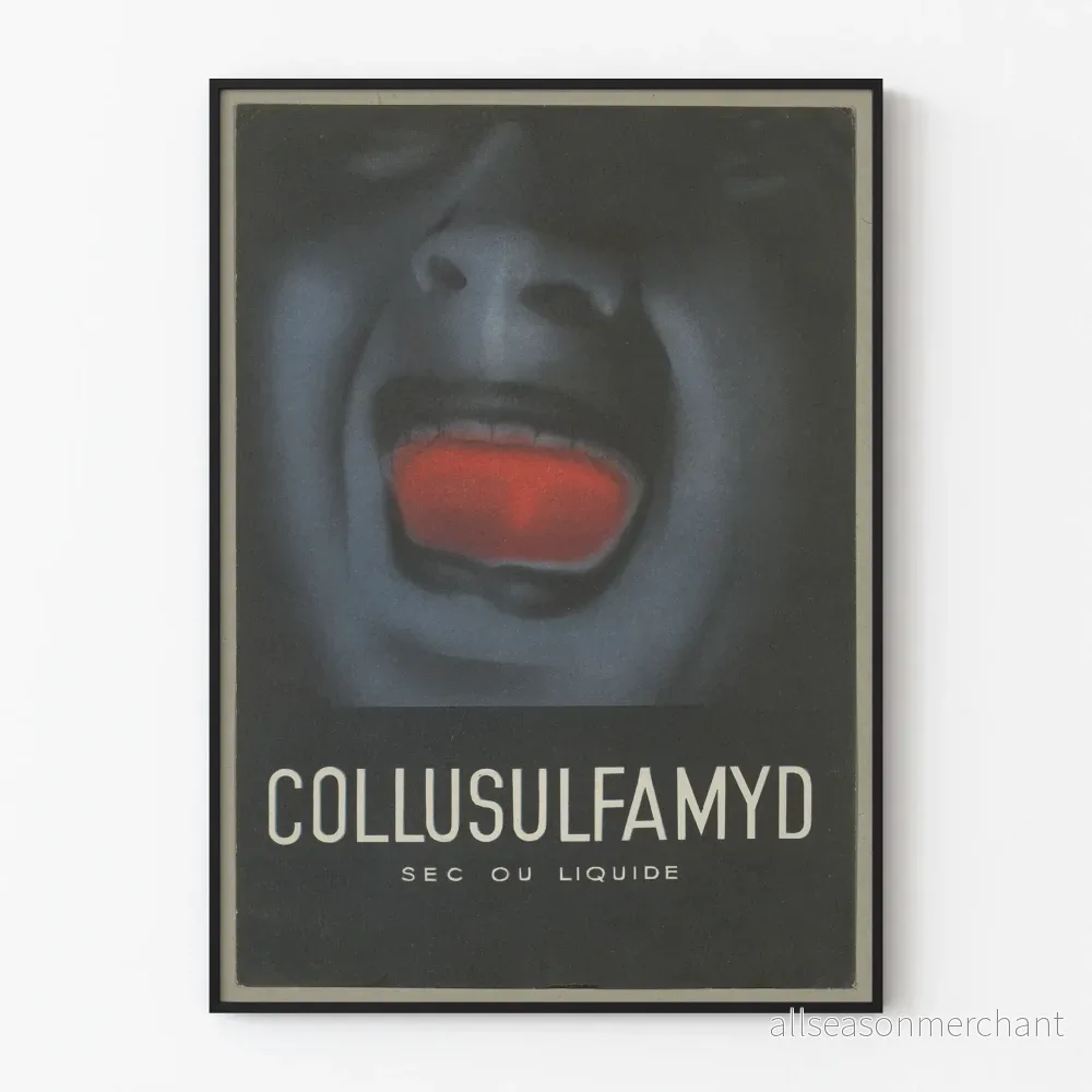 Vintage medicinsk poster Collusulfamyd, art déco-stil