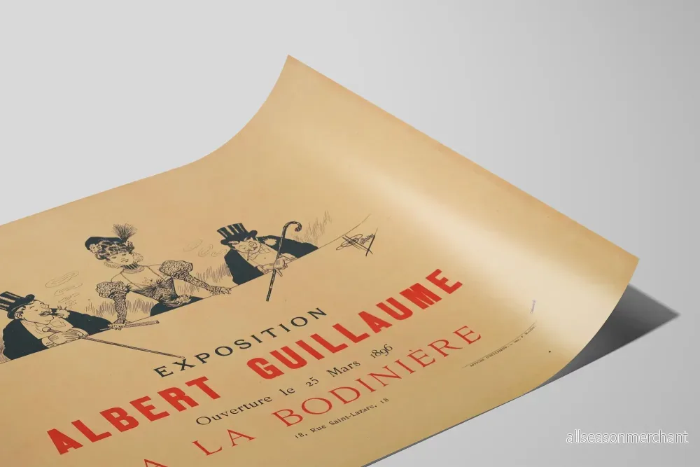 Vintageaffisch utställning Albert Guillaume 1896 vid Bodinière - Bild 2