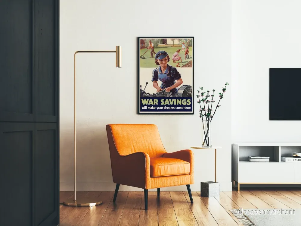 Vintage krigssparposter - Retro väggdekoration - Bild 2