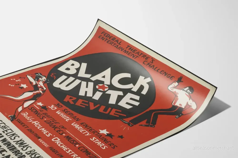 Vintage svartvit revueposter - Retro väggdekoration - Bild 3