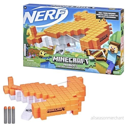Nerf Minecraft Pillager's Crossbow, armborst med pilar, fungerande armborst, flerfärgad, inkluderar 3 officiella Elite pilar 5010994125752