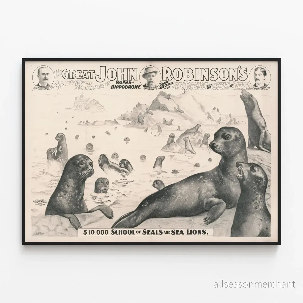 Vintageaffisch Cirque John Robinson - Sjölejon och sjölejonskola