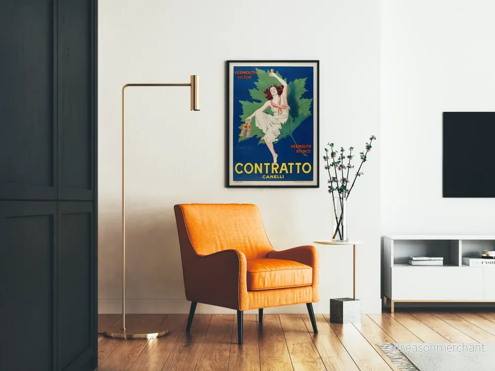 Vintageposter för Vermouth Contratto Canelli för väggdekoration - Bild 2
