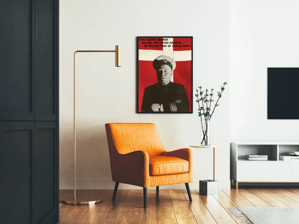 Vintage dansk marinposter med flagga för väggdekoration - Bild 2