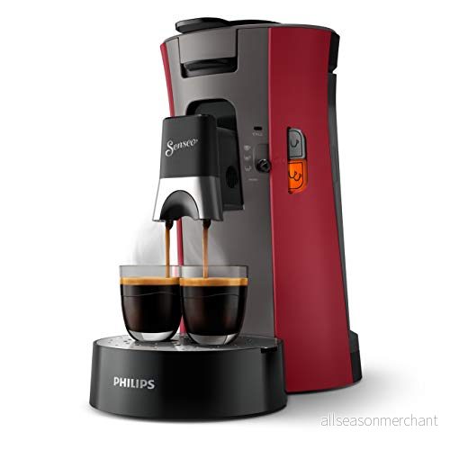 Philips Senseo Select CSA240/90 Kaffekapselmaskin val av kaffetjocklek Plus, memofunktion, tillverkad återvunnen plast, 1450 watt, 0,9 liter, röd 8710103941217