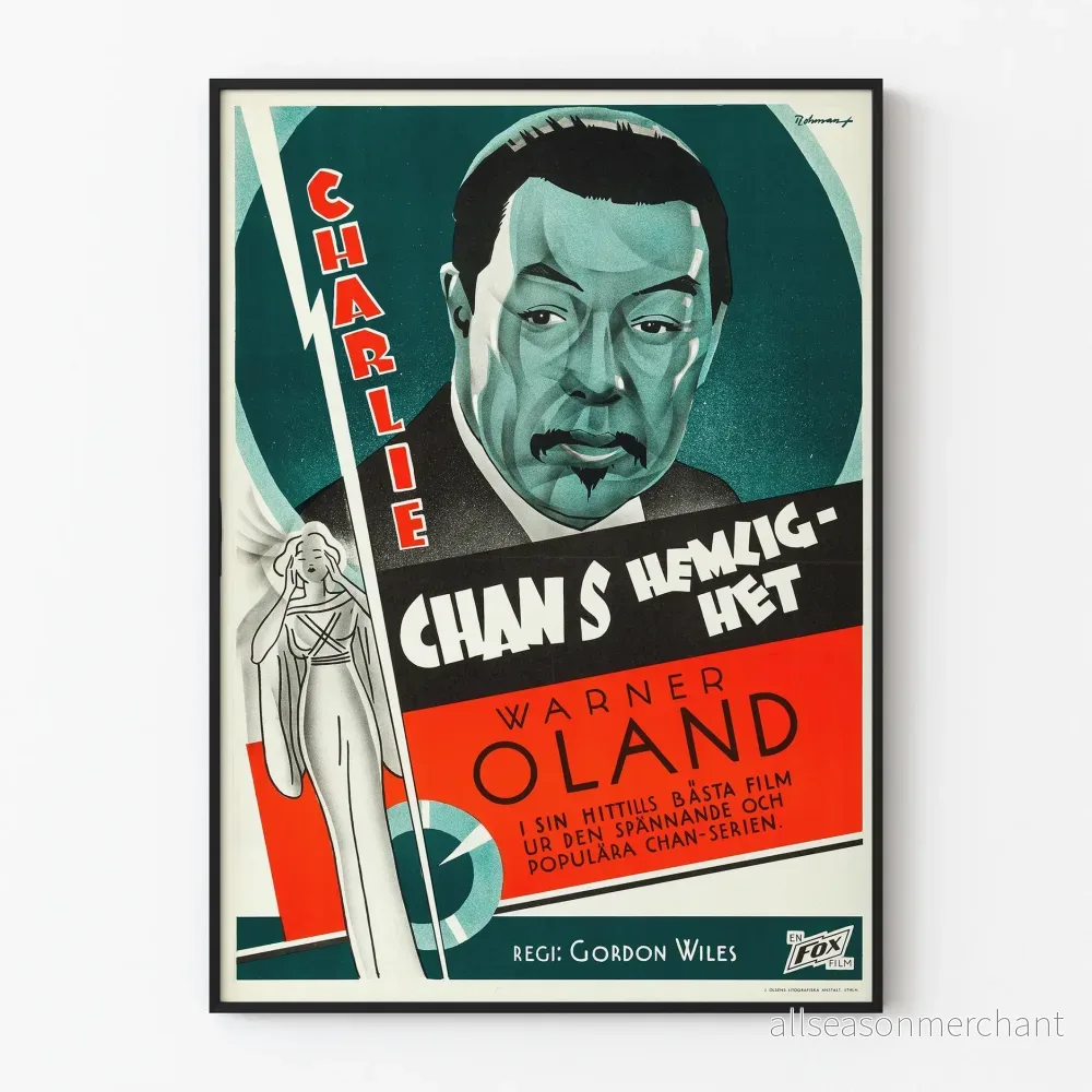 Vintageposter av Charlie Chans hemlighet - Retro filmväggdekoration