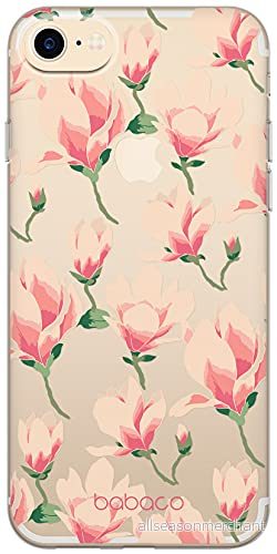 ERT GROUP mobiltelefonfodral för Apple Iphone 7/8/ SE 2/ 3 originalt och officiellt licensierat Babaco mönster Flowers 016 Vit anpassad till formen på mobiltelefonen, gedeeltelijk transparant 5903932624922
