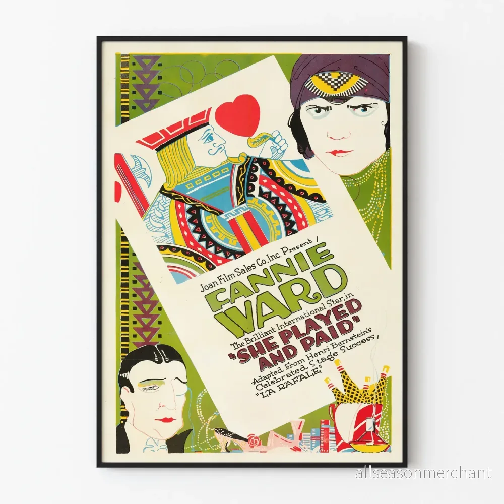 Vintage filmposter She Played and Paid Fannie Ward