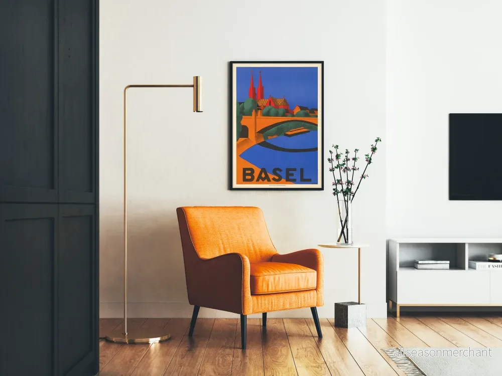 Vintage affisch Basel i livfulla färger för väggdekoration - Bild 2