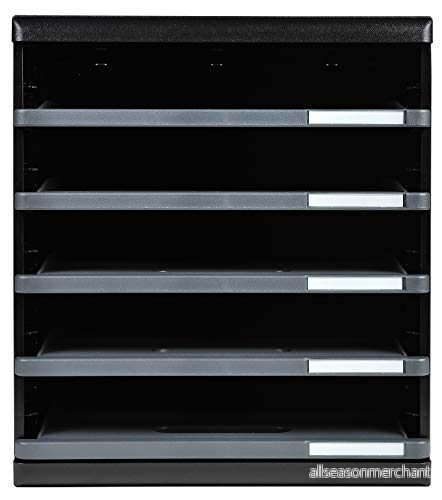 Exacompta Ref 303714D MODULO A4 Lådhurts med 5 öppna lådor för A4+ dokument Utvändiga mått: Djup 35 x Bredd 28,8 Höjd 32 cm Svart/musgrå etiketthållare 9002493423008