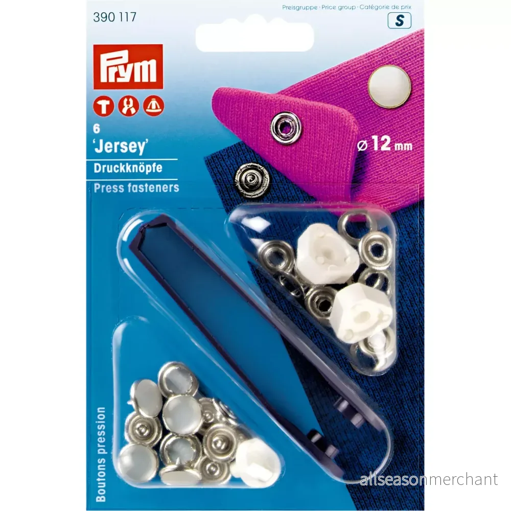 Prym Jersey Hood Pearl Non Sy Press Fästelement, 12 mm Diameter, Silver 4002273901172