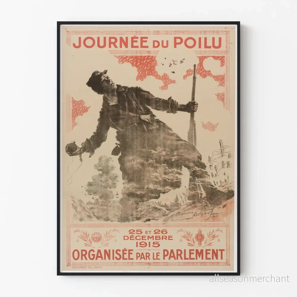 Historisk väggdekoration för Poilu-dagen 1915 - Poster