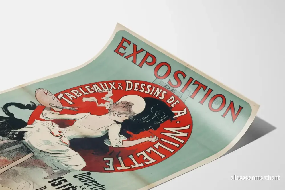 Vintageposter för utställning av målningar och teckningar av A. Willette - Bild 3