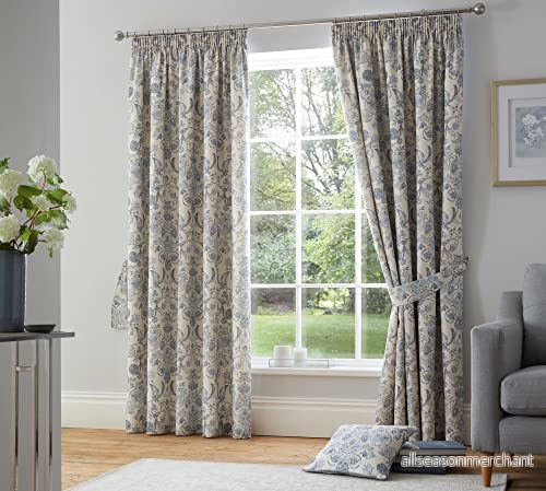 Dreams & Drapes Design Averie par pennveck gardiner med knytband 168 cm bredd x 229 fall (68 cm) i blått 5056387741246