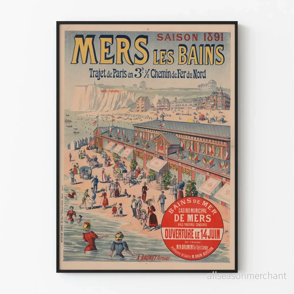 Vintageposter Mers-les-Bains 1891 - Retro väggdekoration