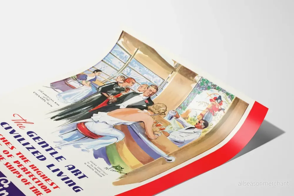 Vintage affisch för livsstil ombord French Line - Bild 3