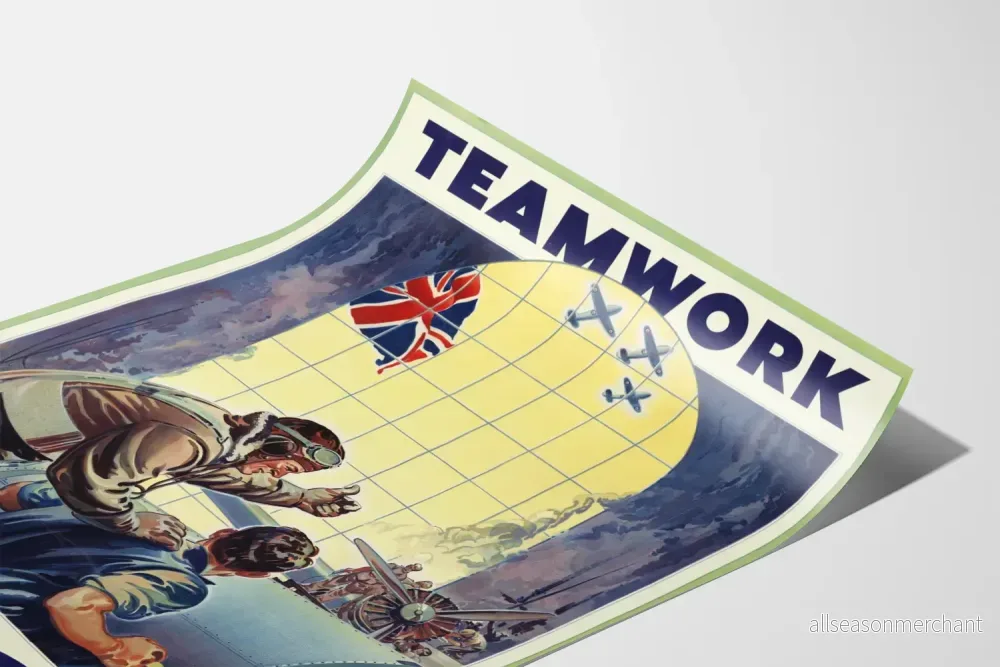 Vintageposter TEAMWORK Thanks Pal - Retro flygdekoration för väggar - Bild 3