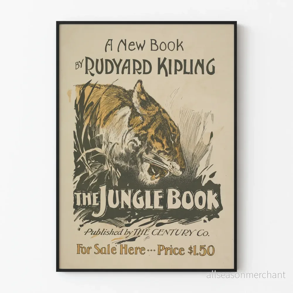 Vintageposter av Boken Djungelboken av Rudyard Kipling