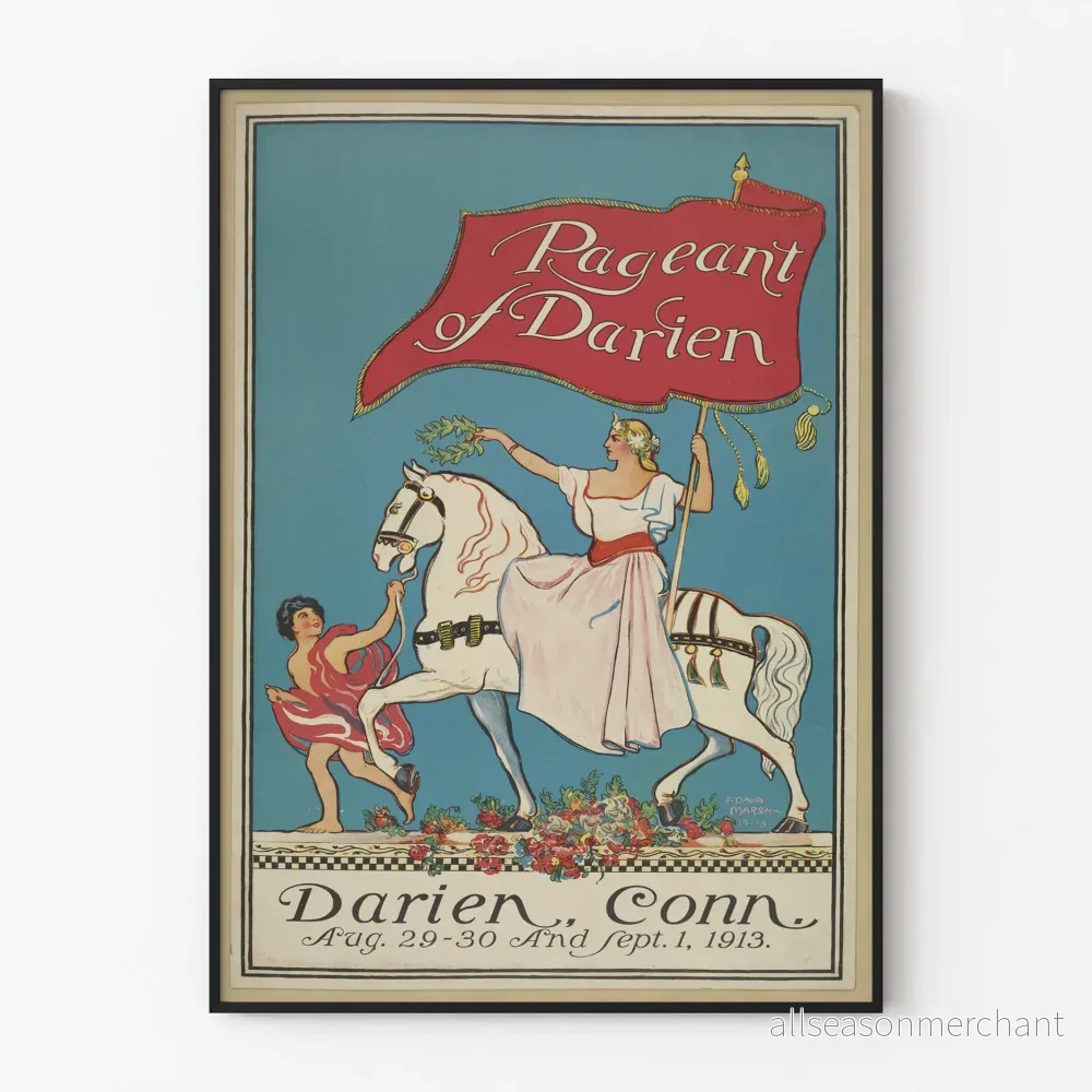 Vintageposter av Pageant of Darien 1913 - Retro väggdekoration