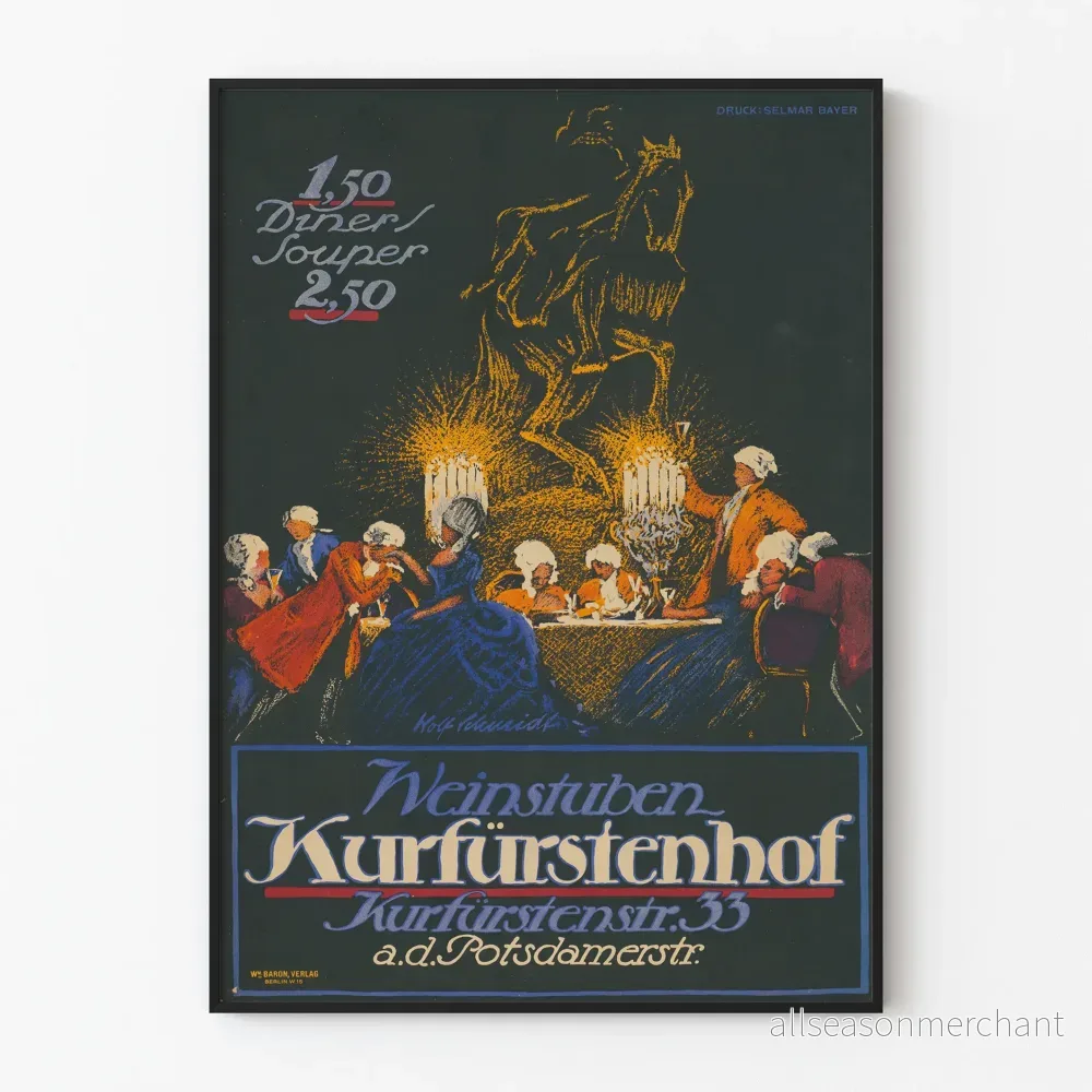 Vintageposter Weinstuben Kurfürstenhof för väggdekoration