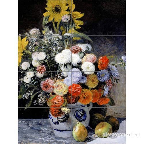 Artery8 Renoir blandade blommor i en lergods kruka XL gigantisk panel affisch väggdekoration (8 sektioner) 5059360892645