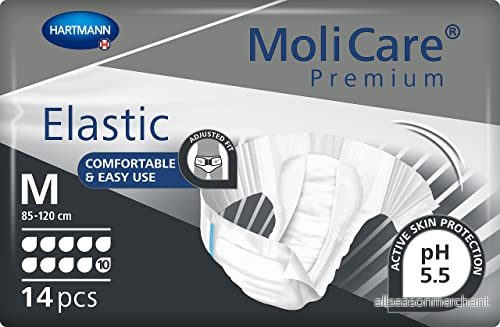 MoliCare Premium elastiska vuxenblöjor 10 droppar Högabsorberande engångsnattblöjor för män och kvinnor med mycket svår inkontinens Storlek M Paket 14 4052199303413