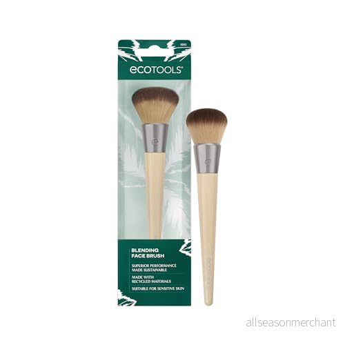 EcoTools Blending Face Makeup Brush, For Liquid & Cream Foundation, Bronzer Blush, Multipurpose Dense, Syntetiska Bristles, Eco Friendly, Cruelty Free Vegan, 1 Count 79625440652