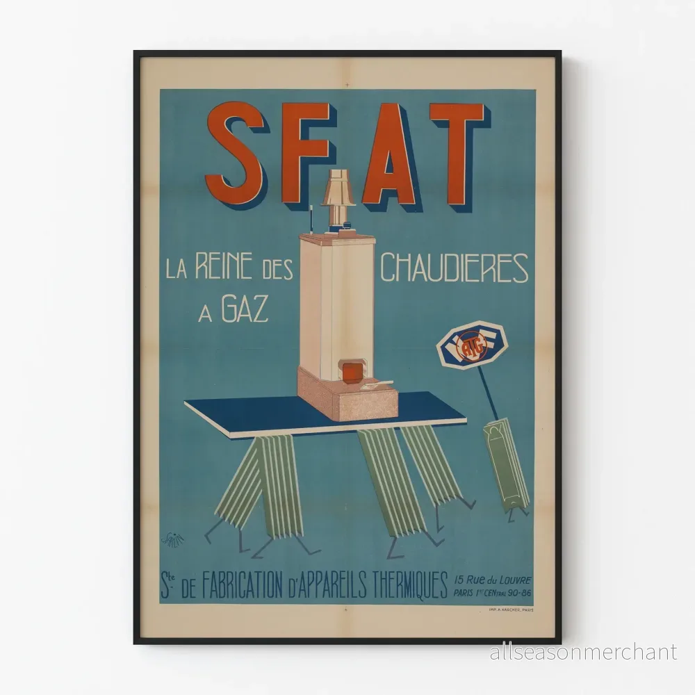 Vintageposter SFAT - Gasvärmepanna väggdekoration