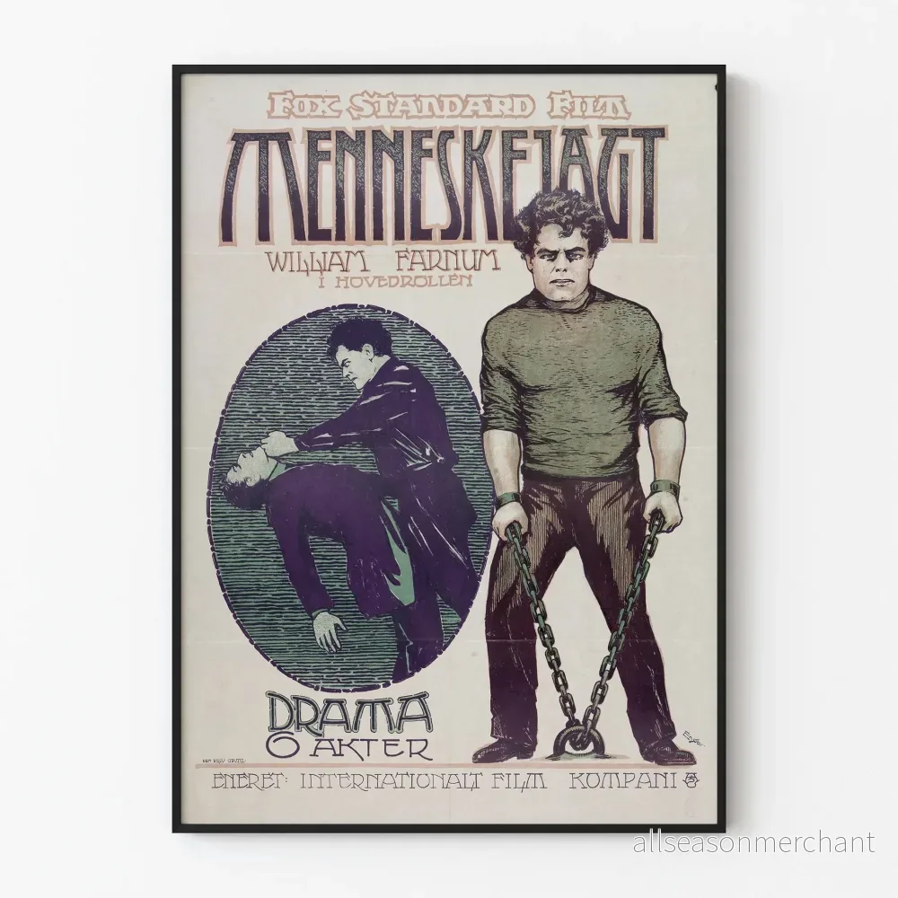 Vintagefilmposter Menneskejagt - Väggdekoration för dramatisk filmbiograf