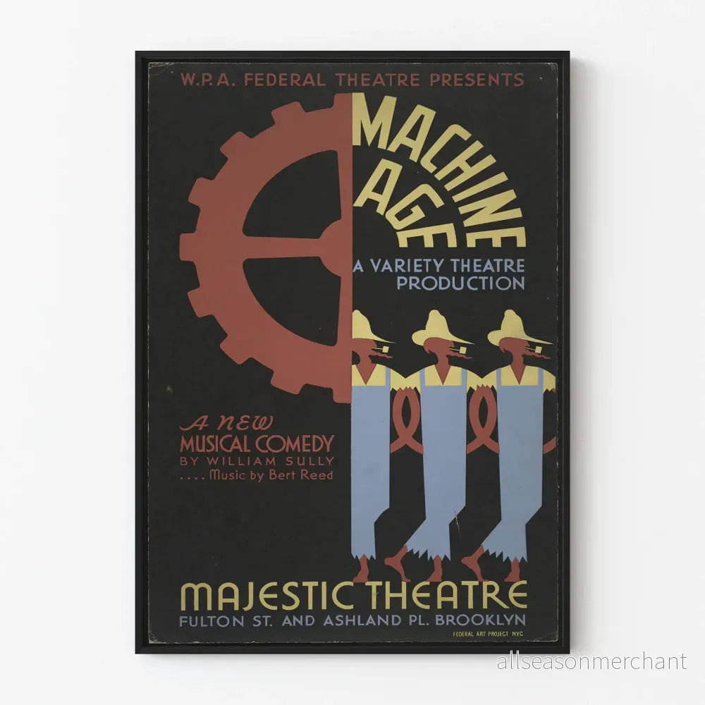 Vintage dekorativ poster av föreställningen Machine Age på Majestic Theatre