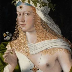 Målning porträtt av en idealiserad kurtisan i Flore - Bartolomeo Veneto | Konsttryck - Bild 2