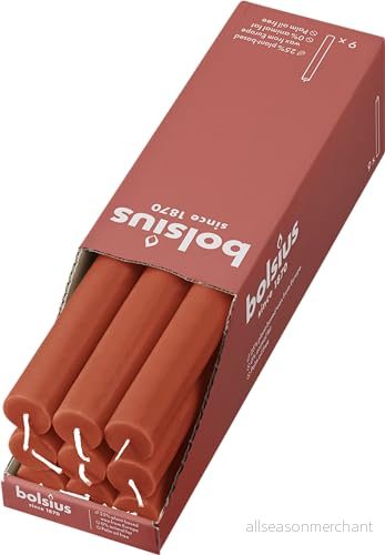 Bolsius Avsmalnande ljuspelare Stakljus Rustikt Orange 9 pack Lång Brinntid På 13 Timmar Hushållsljus Inredning Oparfymerad Naturligt Veganskt Vax 270 x 23 mm 8717847162472
