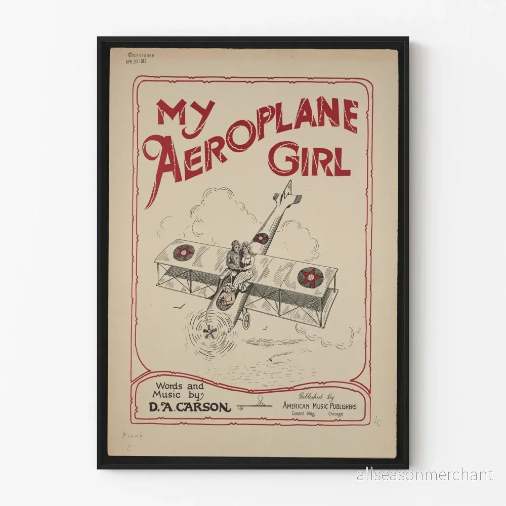 Vintageposter My Aeroplane Girl för retro väggdekoration