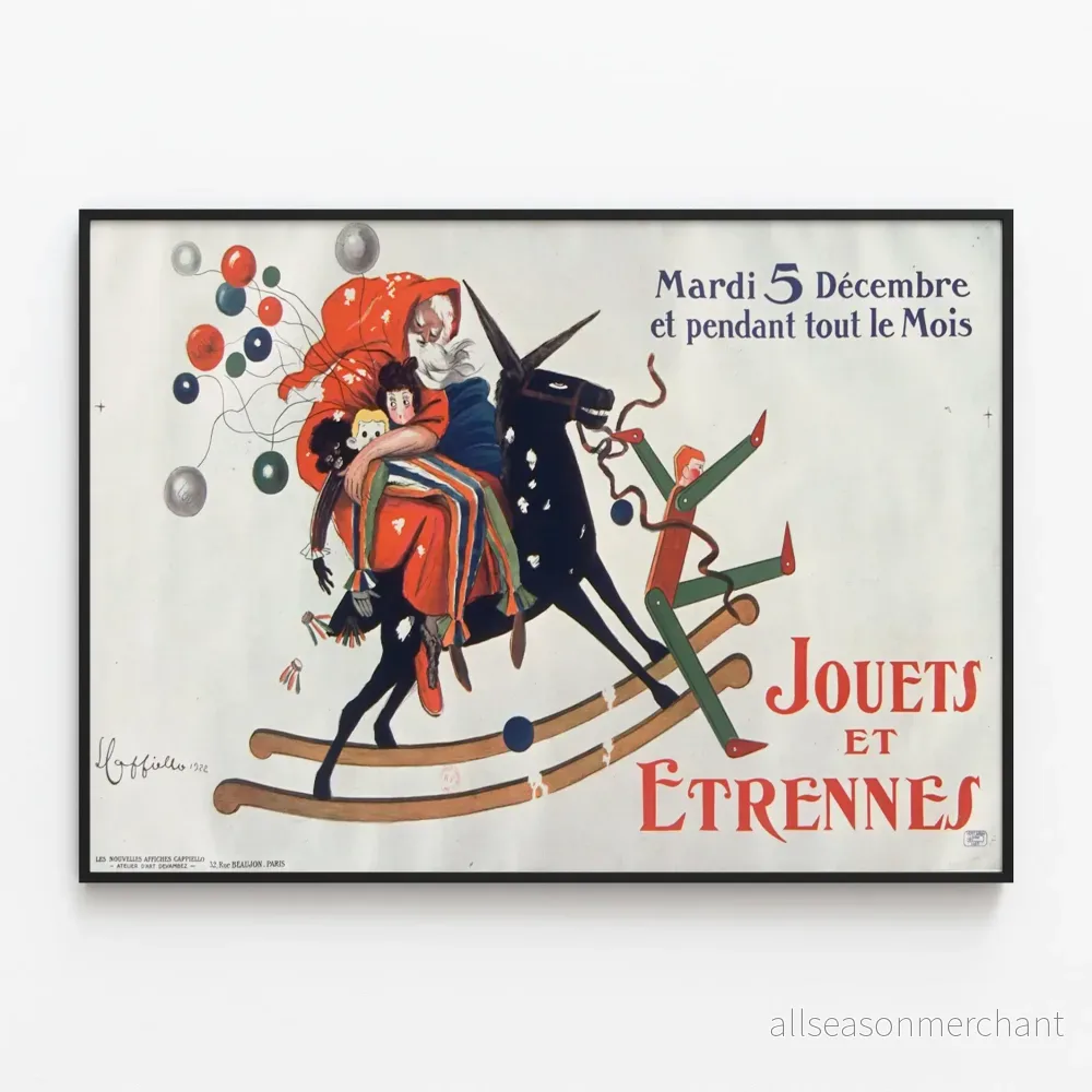 Vintageposter med leksaker och nyårsgåvor – Retro väggdekoration