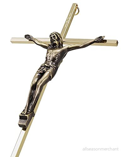 ACHIBANG kors väggkors metall smala katolska väggdekor 25 cm glänsande guld 190065936410