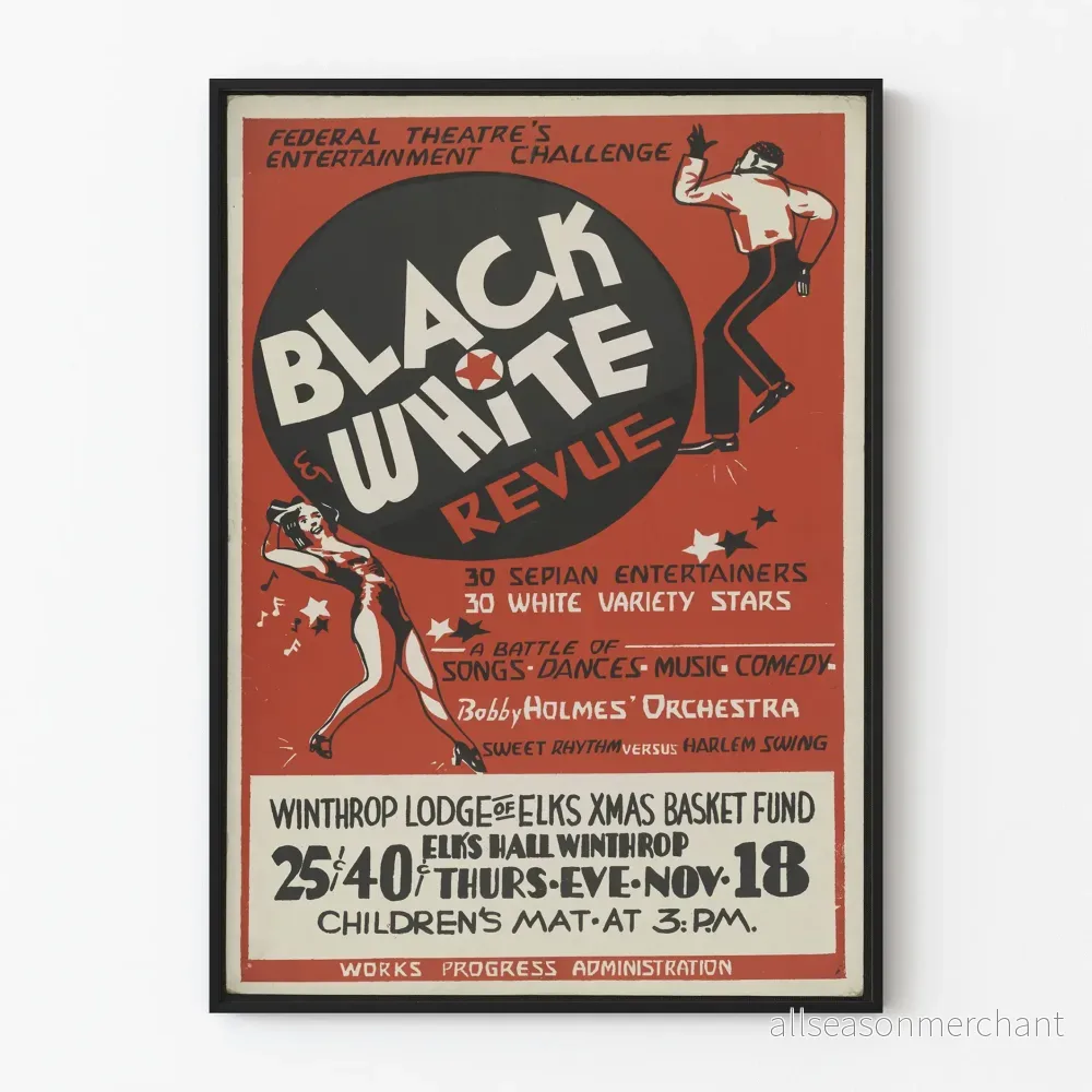 Vintage svartvit revueposter - Retro väggdekoration