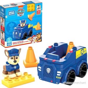Mega HDJ33 Bloks PAW Patrol polisbilssats, 10 byggklossar och specialdelar med 1 förföljande figur, pylonkägel rullande hjulbas, leksakspresent för 3 5 år 194735024315 Mega HDJ33 Bloks PAW Patrol polisbilssats, 10 byggklossar och specialdelar med 1 förföljande figur, pylonkägel rullande hjulbas, leksakspresent för 3 5 år 194735024315