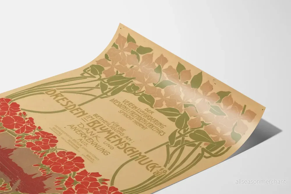 Vintage inredningsposter Dresden och blomsterdekoration 1901 - Bild 3