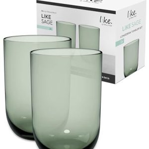 Villeroy & Boch Like Sage longdrinkglas 2 pack, grönt färgat glas, volym 385 ml 4003686428034