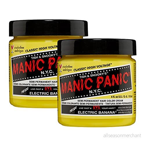 Manic Panic Electric Banana Classic Creme, Vegan, Cruelty Free, Yellow Semi Permanent Hair Dye 3 x 118ml 612600110128
