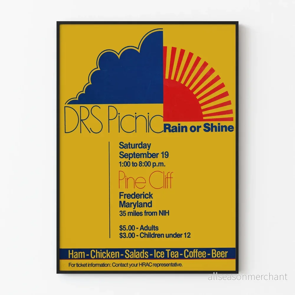 Vintageposter DRS Picnic Rain or Shine - Retro väggdekoration