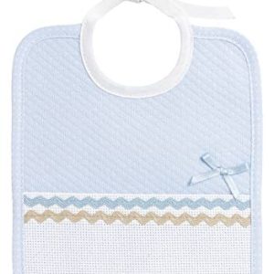FILET Baby pojkar AMS1049B haklapp av mjukt tyg med ljusblå diamantmotiv och Aida väska för brodering, perfekt att skydda ditt barns kläder, 100% tillverkad i Italien, färg, 1 st (1 pack), 8057017877202