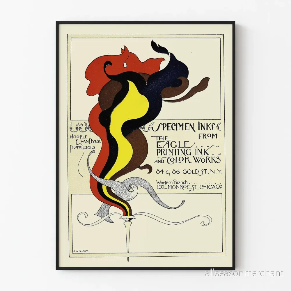 Vintageposter i färgad bläck Eagle Printing Ink