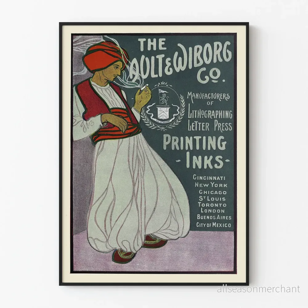Vintage reklamposter för The Ault & Wiborg Co. för tryckfärger